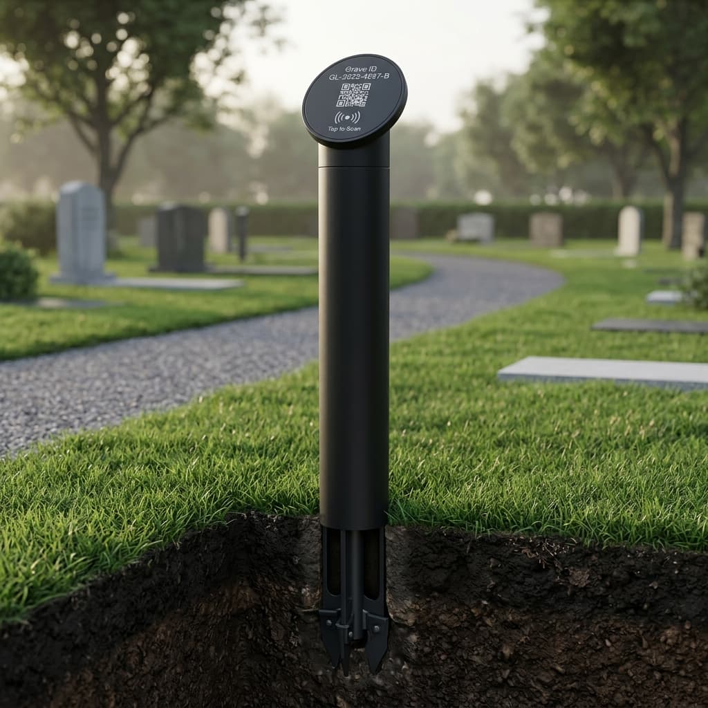 GraveLedger Technical Smart Pole System with Anti-Theft Base